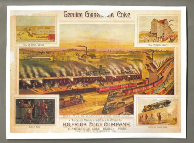 Genuine Connellsville Coke Art Print 7.75" x 5.5" Reproduction, HC Frick Coke Co