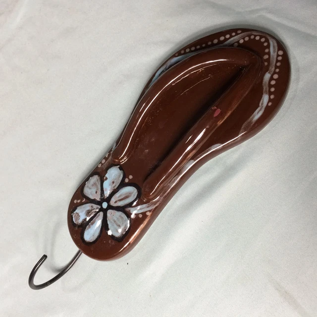 Flip Flop Wall Hook Ceramic  9"  Hand Crafted in U.S.A.  Small Chip