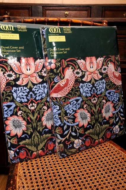 TWO House of Bath WILLIAM MORRIS Strawberry Thief SINGLE duvet set