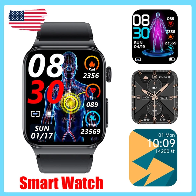 E500 BLOOD GLUCOSE Smart Watch ECG Monitoring Blood Pressure Fitness