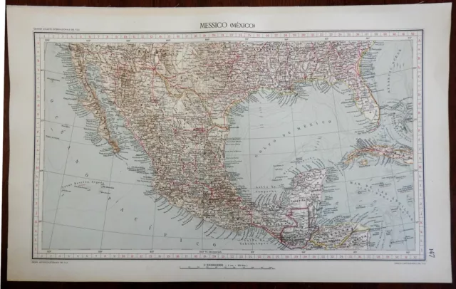 Mexico Central America Guatemala Honduras Mexico City 1936 large Italian map