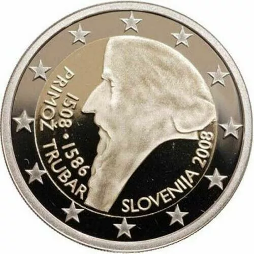 2 EUROS ESLOVENIA 2008 - PRIMOZ TRUBAR - ESCASA - Nueva de CARTUCHO SC / UNC