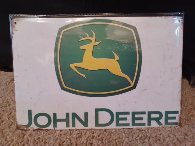 John Deere Metal Sign New SEALED Has Vintage Look.