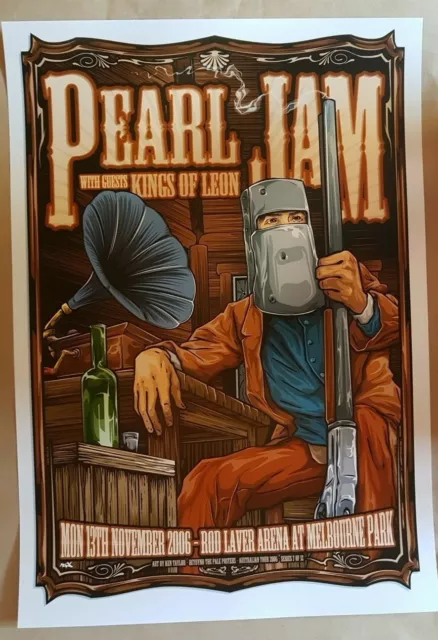 Pearl Jam Kings Of Leon Melbourne Australia 2006  Poster Art Ken Taylor