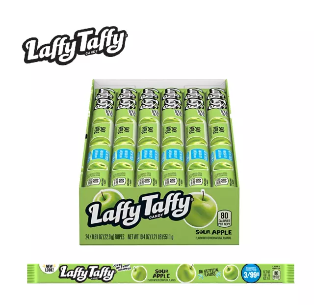 Laffy Taffy Candy Ropes, Sour Apple Flavor,  0.81 oz (24 Count)