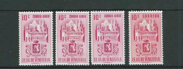 VENEZUELA 1951 ARMS of CARACAS odd value AIRMAIL (Sc C367 10c 4 copies) VF MNH