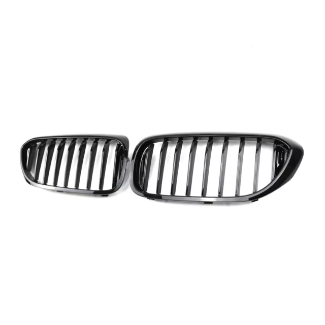 Single Line Gloss Black Front Center Grille 2PCS For 2017-2022 BMW 5 Series G30