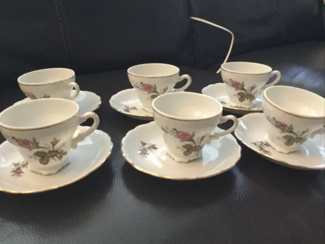 Vintage Japanese Porcelain Coffee Set 6 Cups & Saucers Lovely