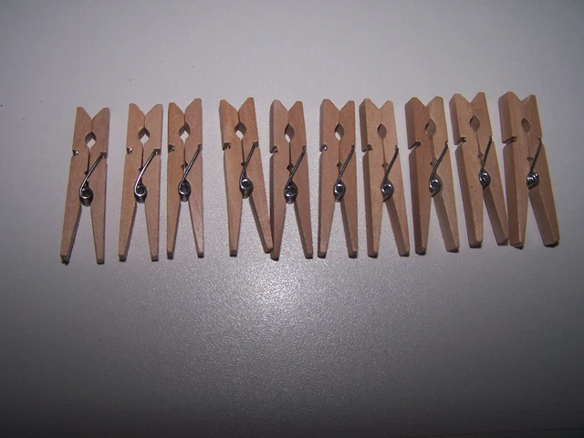 NEU - 10 Mini-Dekoklammern, Zierklammern, Basteln, Holz, 4,7x1cm