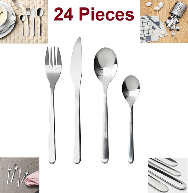 IKEA Fornuft Stainless Steel Cutlery Set - 4-Piece (Teaspoon, Fork, Spoon), Dishwasher Safe, Satin Finish 3 thumbnail image