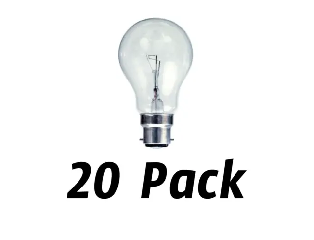 20 pack = 20 x 60W Generic Light Globe Bulbs Lamps 240 Clear BC B22 Bayonet