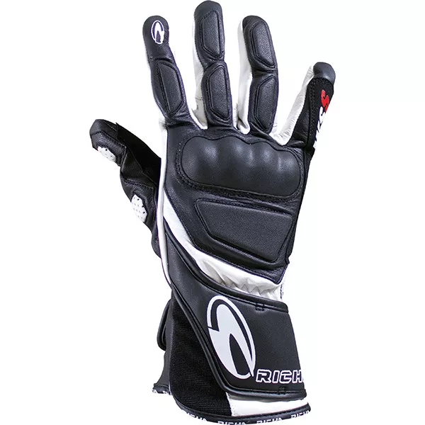 Richa Wss Leather Motorcycle Motorbike Gloves Black White