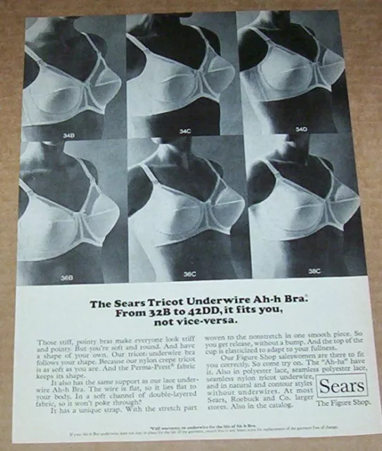 1976 PRINT AD page - Sears Tricot Ah-h Bra figure lingerie vintage  advertising $6.99 - PicClick