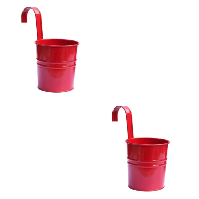 2x Eisen Topf Garten Zaun Pflanzer Eimer Inhaber Garten Hängen Körbe