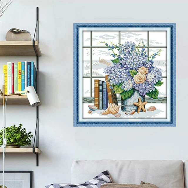 Kits De Point De Croix, DIY Kit De Broderie 11CT Estampé Pour Adultes Débutant Enfants Maison Décoration-Belle Fille-12,80x100cm(Sans Cadre