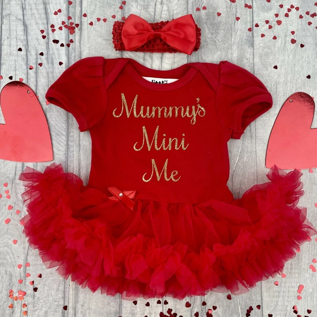 BABY GIRL MUMMY'S MINI TUTU ROMPER, Princess Keepsake Gift, Gold Glitter Design
