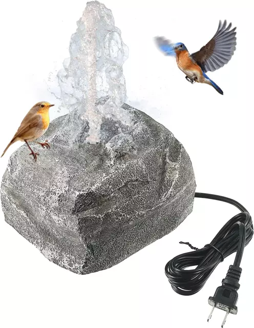 Bird Bath Water Fountain, Granite Air Pump Rock with Water Pump for Bir