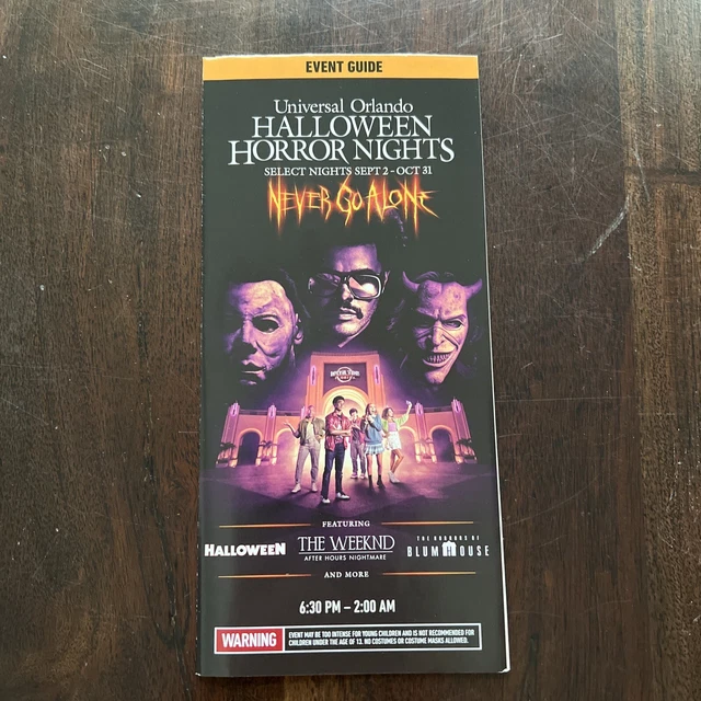 2022 HHN 31 MAP Universal Studios Halloween Horror Nights Brochure Event Guide