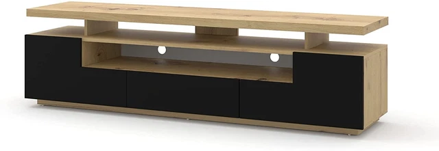 Mobile TV EVA 180 colore Rovere con frontali Nero opaco 180x42x51H Cm