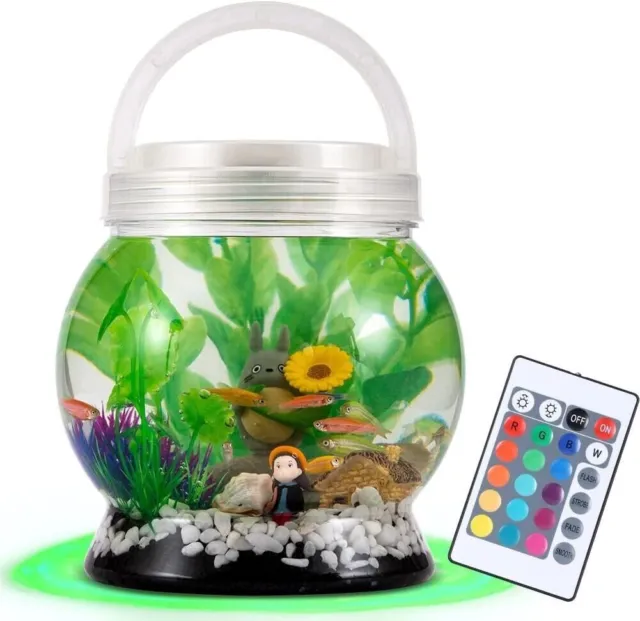 Aquarium Small Betta Tetra Fish Tank Decorations Set-Aquarium With LED Lighting