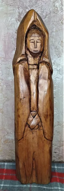 Large Hand Carved Wood Figure 24" Tall hard wood Monk signed George Szasz