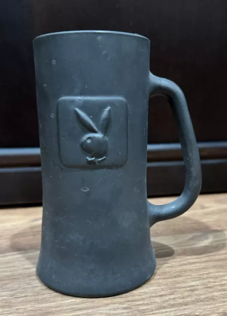 Playboy Bunny Coffee Mug Beer Stein Tall Cup Black Charcoal Gray 6.5 Inches Tall