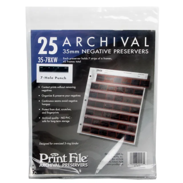 25Pc Print File Archival 35mm 135 Negative Preservers Pages Sleeves Film 35-7BXW