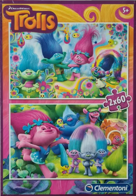 Trolls Puzzle 2x 60 Teile Clementoni DreamWorks 2 Motive Trolle