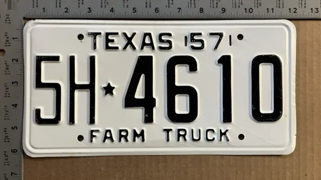 1957 Texas farm truck license plate 5H-4610 classic PICKUP 13105