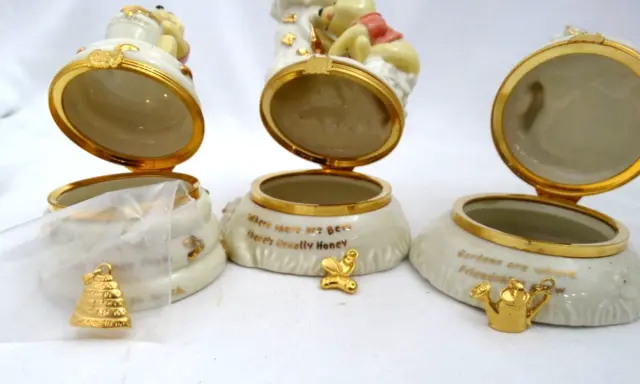 3 Lenox Winnie The Pooh Trinket Boxes With Charms 3