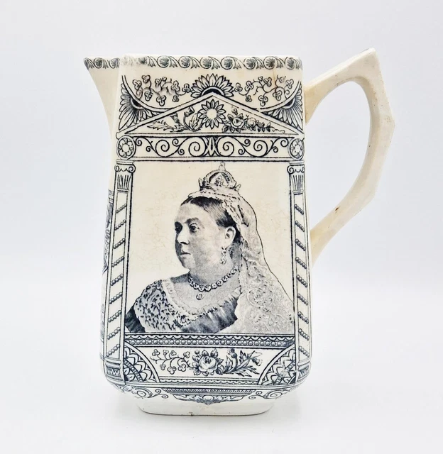 QUEEN VICTORIA DIAMOND JUBILEE EMPIRE WATER JUG c1897 AESTHETIC MOVEMENT