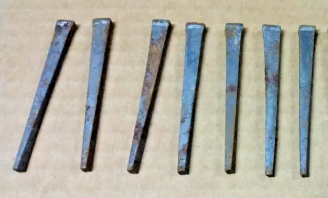 20 Vintage Antique 2-1/4" Square Cut Straight Nails Square Head