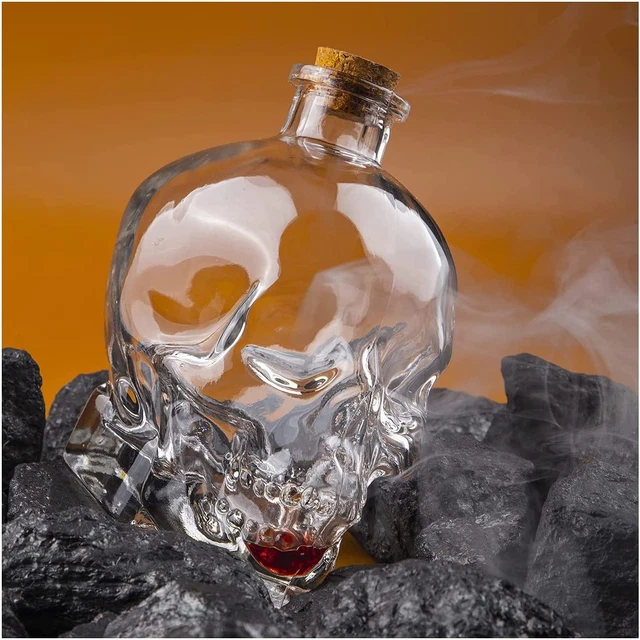 120Ml Crystal Glass Skull Bottle,Halloween Skull Glass Potion Bottle