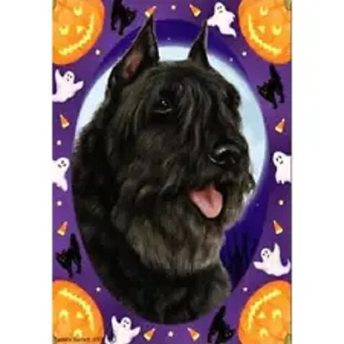 Halloween Garden Flag - Black Bouvier des Flandres 120331