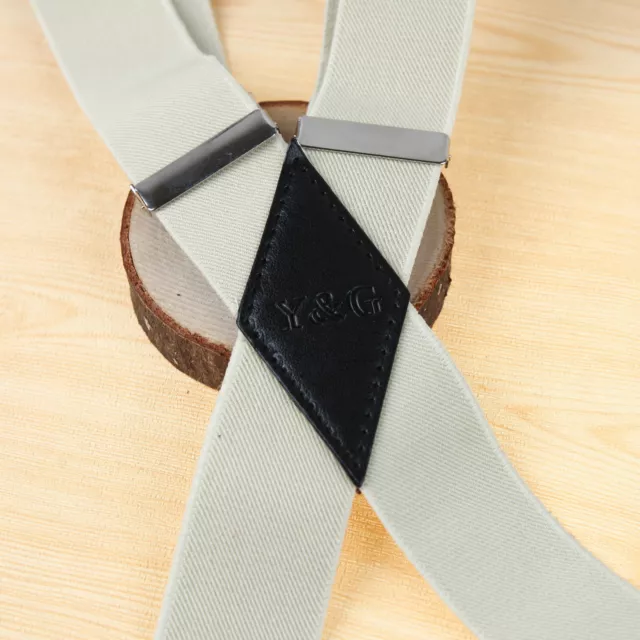 Khaki Mens braces heavy duty Elastic Gift Box X-Back Clip Set Men Y&G YFA010504 3