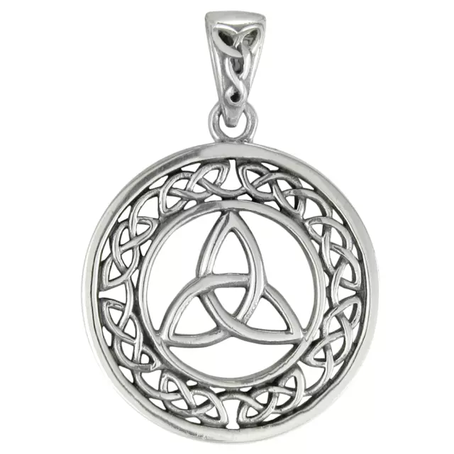 Sterling Silver Celtic Knot Triquetra Trinity Knotwork Irish Pendant Jewelry