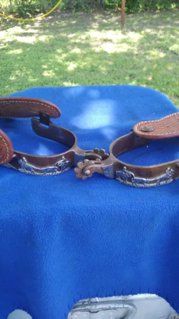 Head & Heel Them Inlayed Cowboy Spurs Nice With Leathers Maker Unknown Head & Heel Them Inlayed Cowboy Spurs Nice With Leathers Maker Unknown