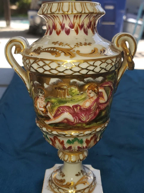 Antique Capodimonte Urn Blue Crown Cherubs & Figures Circa 1840-1890