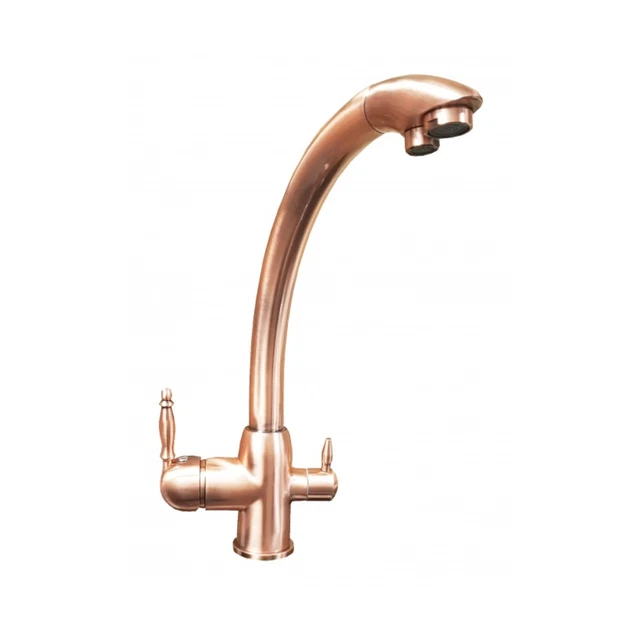DESIGNER 3-WEGE-WASSERHAHN "DELPHIN" Kupfer Optik FÜR UMKEHROSMOSE, OSMOSEANLAGE