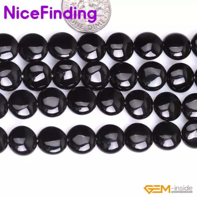 Natural  Black Agate Onyx Gemstone Loose  Beads For Jewelry Making Strand 15" NF