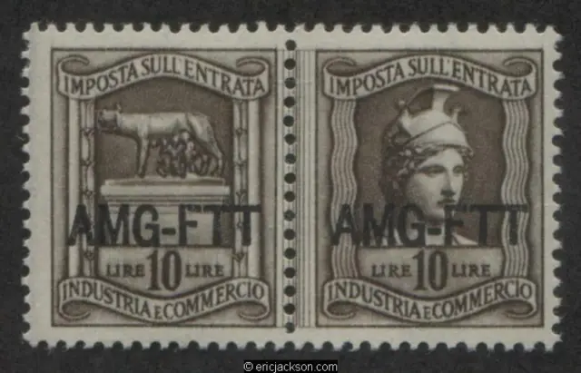 Trieste Industry & Commerce Revenue Stamp, FTT IC54 se-tenant pair, mint, VF