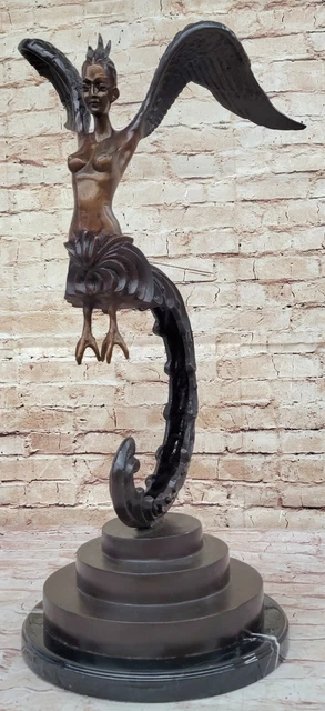 Handmade Large Kinnaree 100% Solid Thai Bronze Home Style Decorative