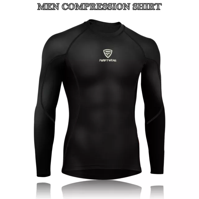 Mens Compression Armour Base Layer Top Long Sleeve Thermal Gym Sports Shirts UK