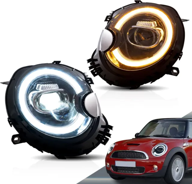 VLAND Pair LED Headlights For 2007-2013 Mini Cooper R56 R57 R58 R59 W/Animation