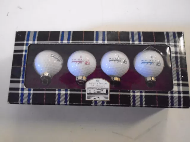 Ascot & Taylor St Andrew's Golf Ball Ornaments Christmas New in Box Set of 4