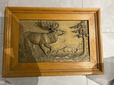 ANCIEN TABLEAU EN relief gibier Cerf deco ferme gîte chalet Chasse