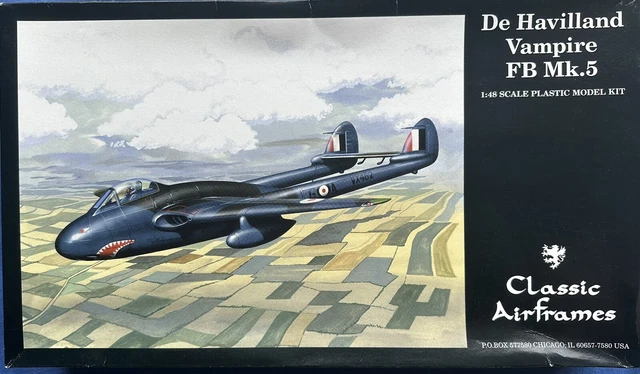 Maquette Avion Militaire D.H. Vampire FB.5/FB.6 - Échelle 1:48 - Marque CLASSIC AIRFRAMES - Neuf - Réf 495