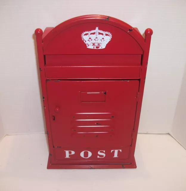 Vintage Wall Mounted Post Box Metal Mailbox 9 X 5.5 X 14.6 Inches.