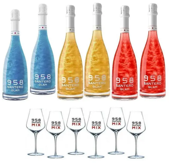 SANTERO 958 GLAM Special Pack 6 Bottiglie Con 6 Bicchieri In Vetro EUR  96,90 - PicClick FR