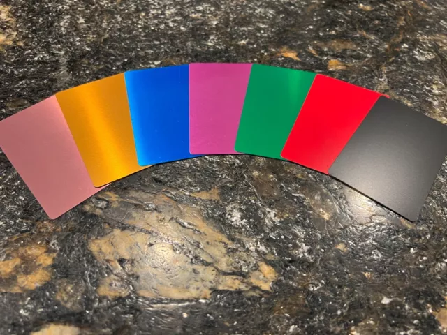 Anodized Aluminum Business Cards 0.42mm thick!  Choose your color!  *Pack of 50*